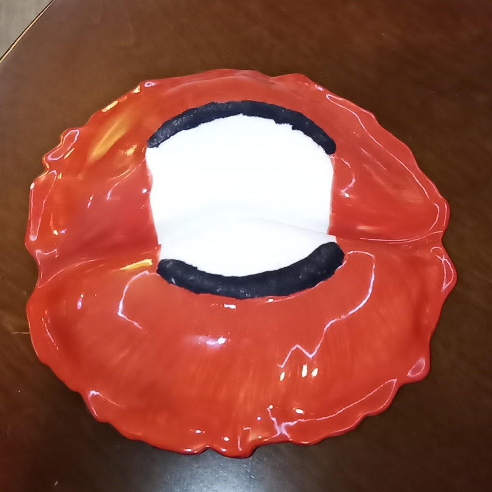 Vintage MCM 60s Poppy Flower Divided Bowl California Ceramics Pottery Candy Dish - Picture 3 of 4